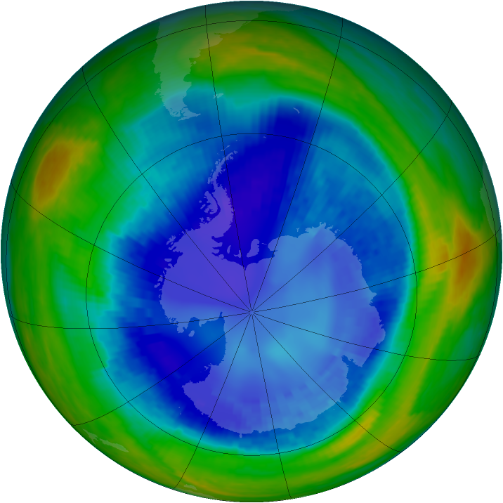 Antarctic ozone map for 26 August 2003